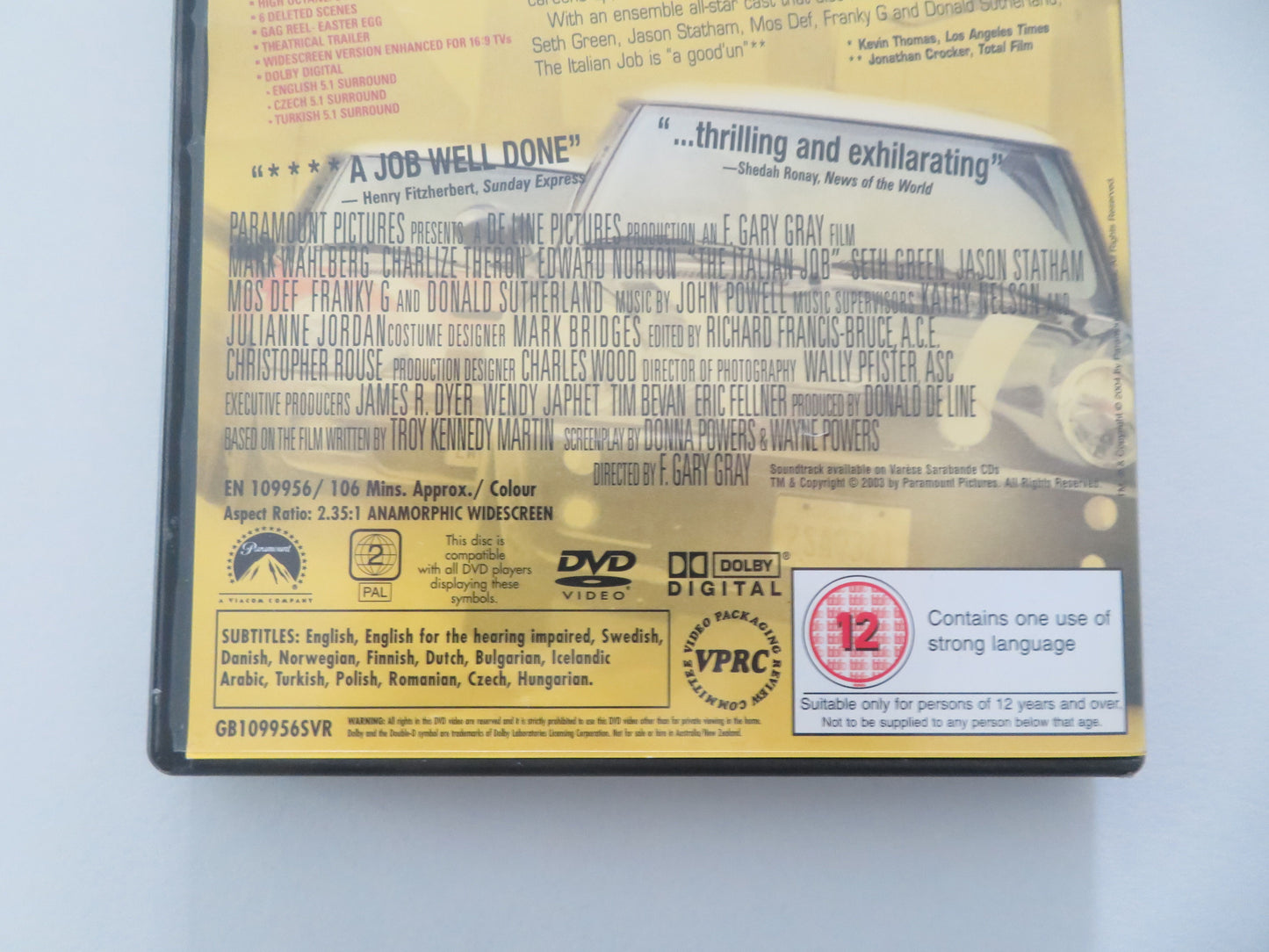 The Italian Job - B (DVD) Mark Wahlberg Charlize Theron 2003 Region 2