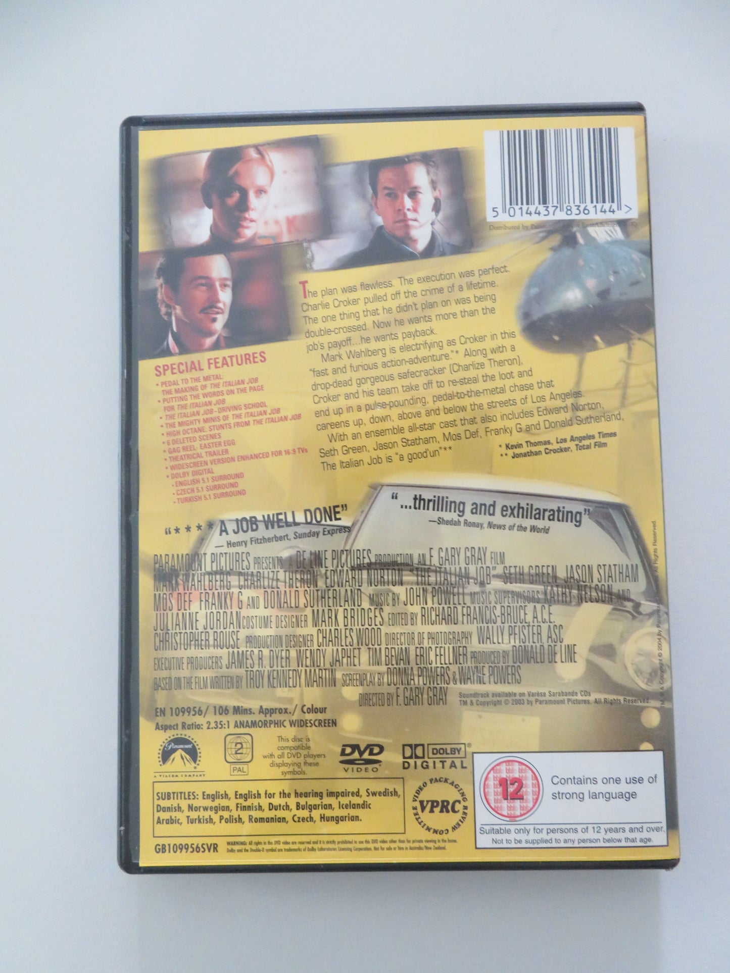 The Italian Job - B (DVD) Mark Wahlberg Charlize Theron 2003 Region 2