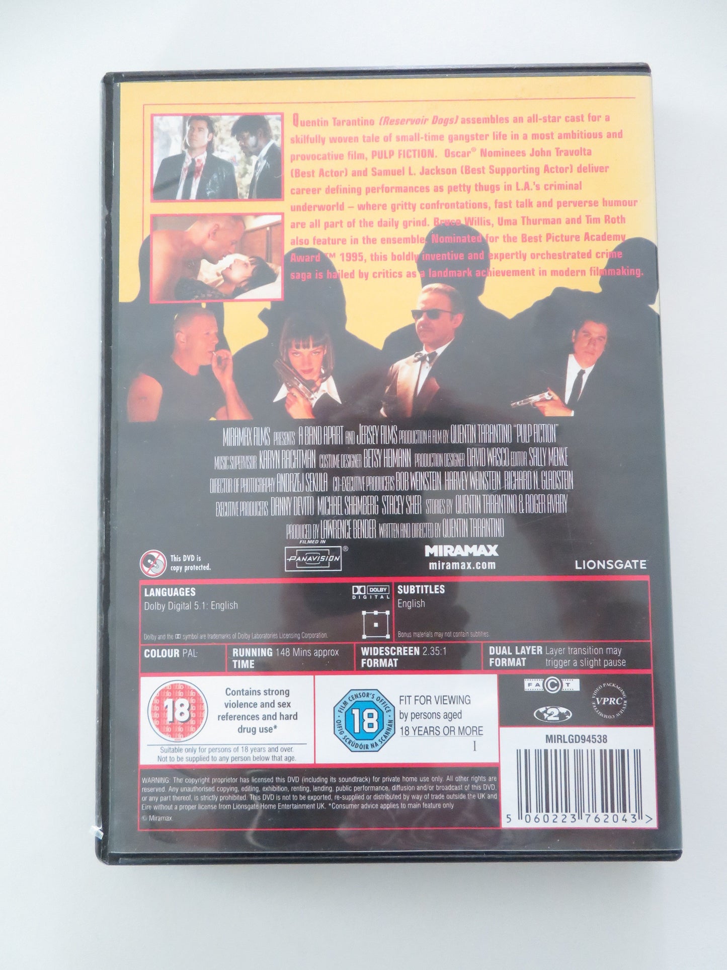 Pulp Fiction - C (DVD) John Travolta Uma Thurman 1994 Region 2