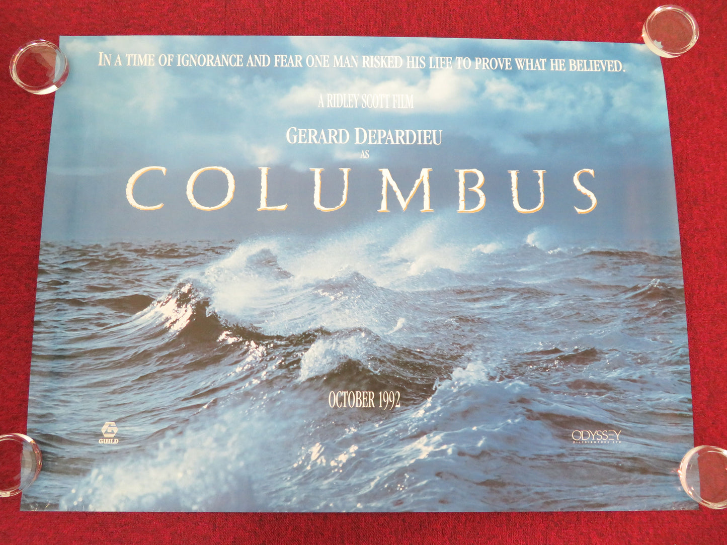 Columbus UK Quad Rolled Poster Gérard Depardieu Sigourney Weaver 1992