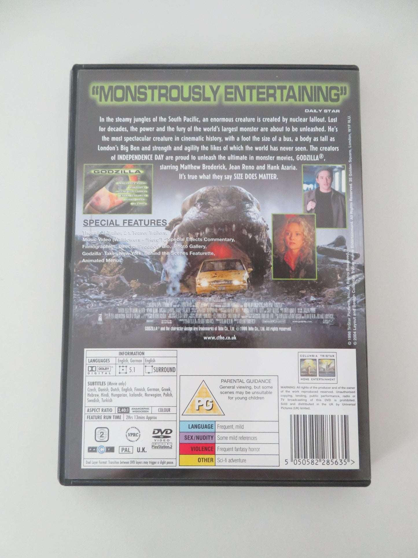 Godzilla (DVD) Matthew Broderick Jean Reno Maria Pitillo 1998 Region 2