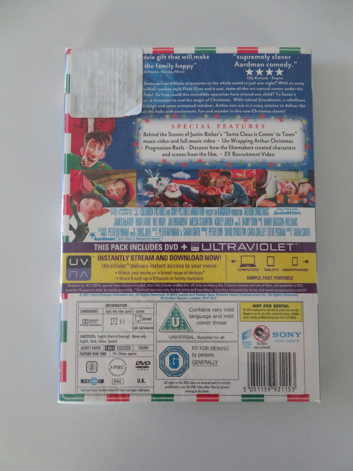 Arthur Christmas (DVD) James McAvoy Jim Broadbent Bill Nighy 2011 Region 2