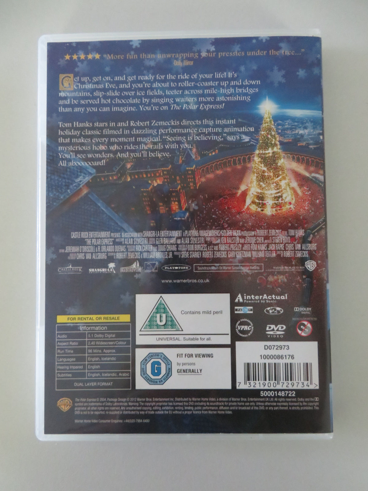 The Polar Express - B (DVD) Tom Hanks Chris Coppola Michael Jeter 2004 Region 2