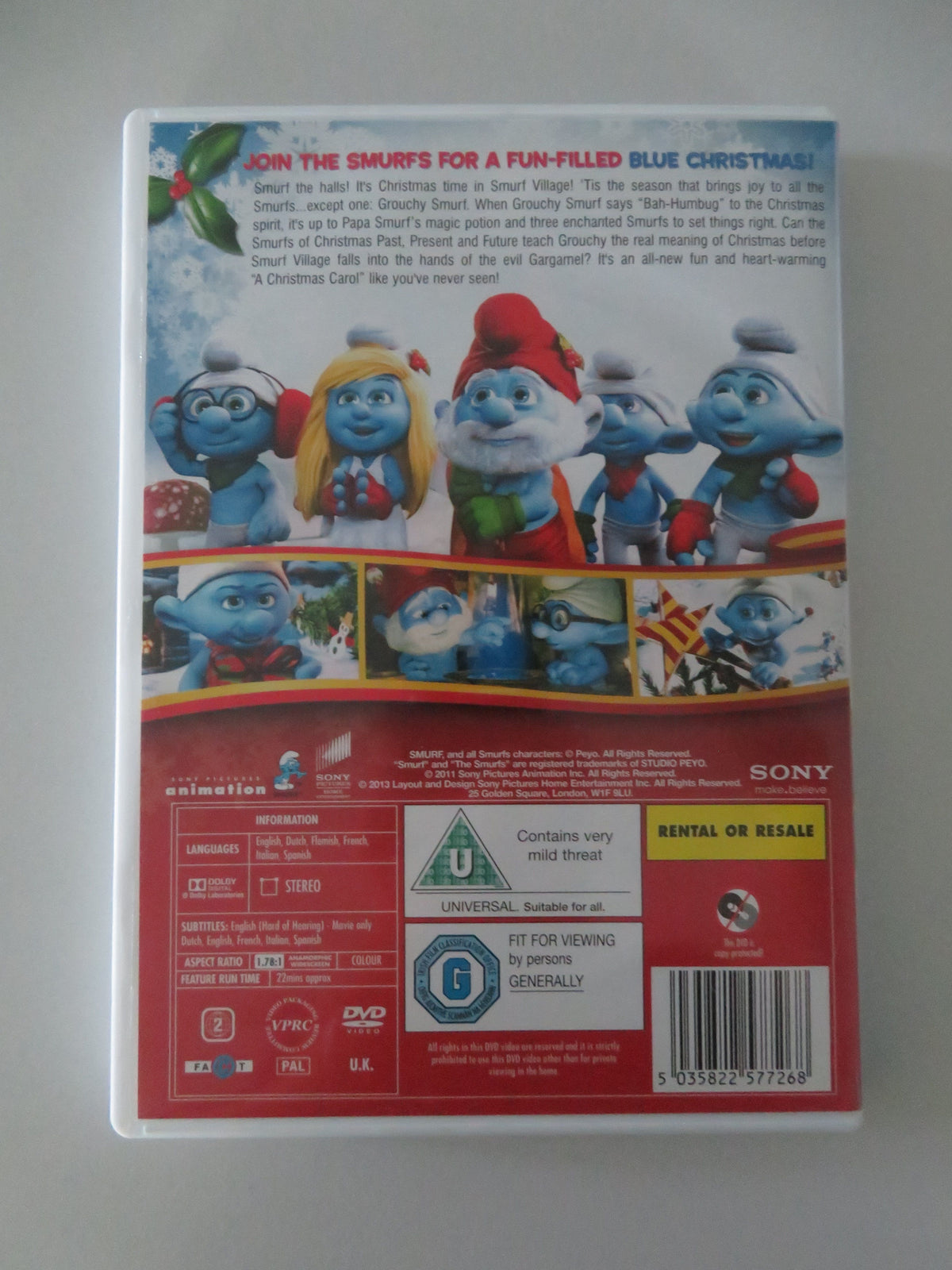 The Smurfs: A Christmas Carol (DVD) Fred Armisen Hank Azaria 2011 Region 2