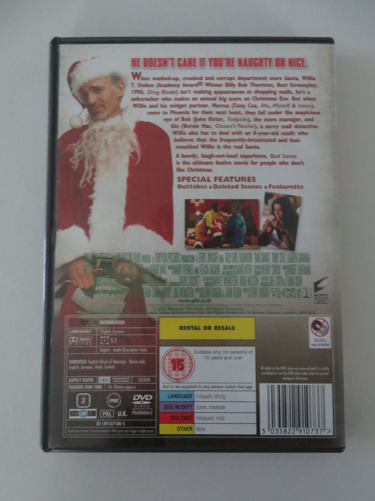 Bad Santa (DVD) Billy Bob Thornton Bernie Mac Lauren Graham 2003 Region 2