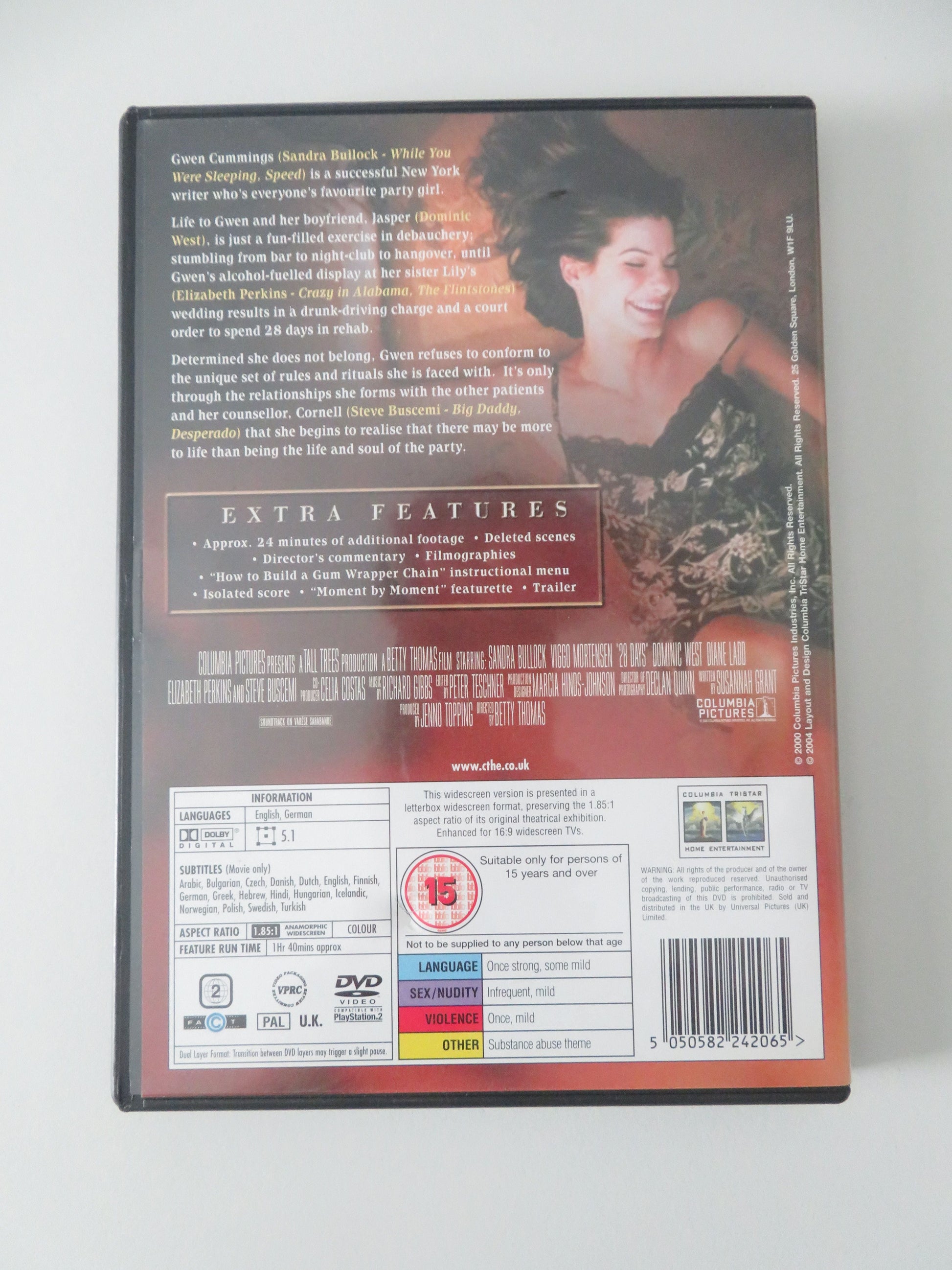 28 Days (DVD) Sandra Bullock Viggo Mortensen Dominic West 2000 Region 2 Movie posters