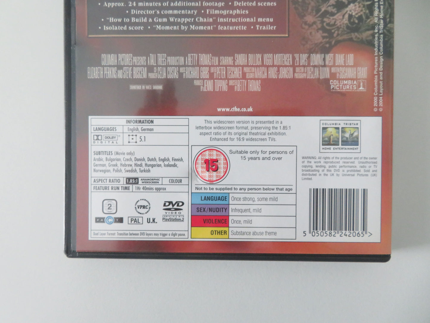 28 Days (DVD) Sandra Bullock Viggo Mortensen Dominic West 2000 Region 2 Movie posters