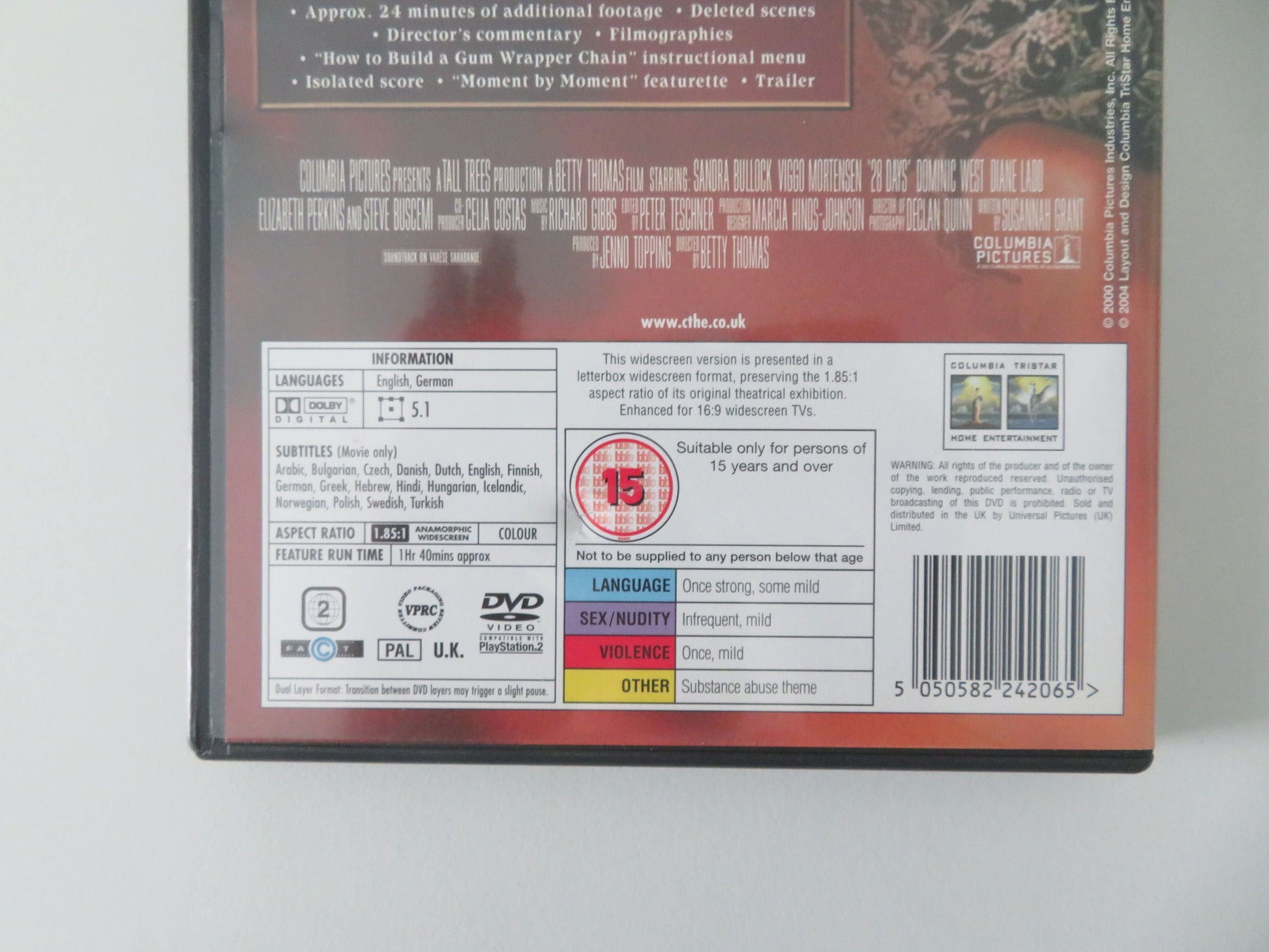 28 Days (DVD) Sandra Bullock Viggo Mortensen Dominic West 2000 Region 2 Movie posters