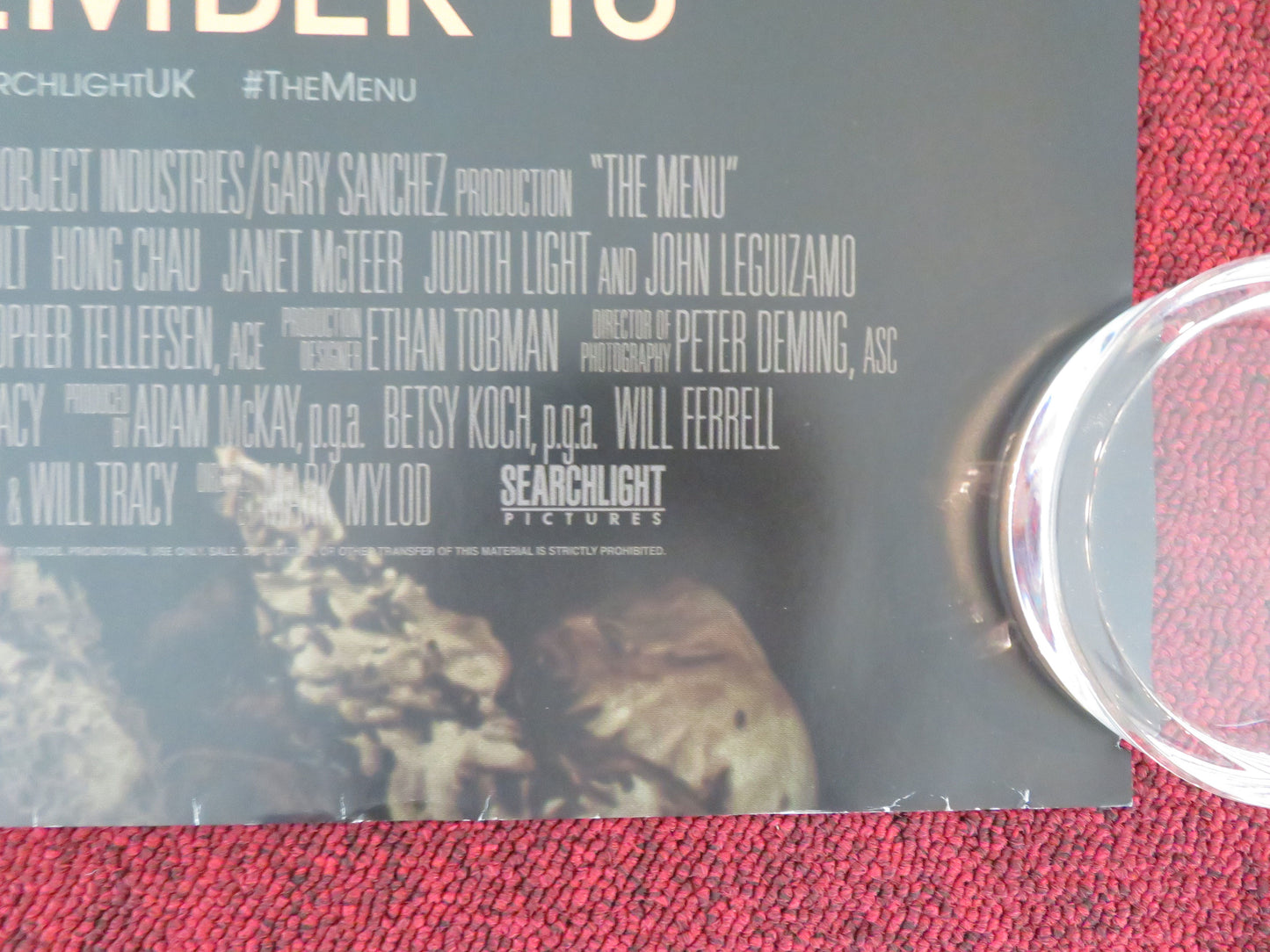 The Menu UK Quad Rolled Poster Ralph Fiennes Anya Taylor-Joy Nicholas Hoult 2022