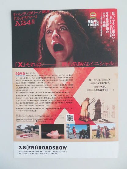 X Japanese Chirashi (B5) Poster Mia Goth Jenna Ortega 2022