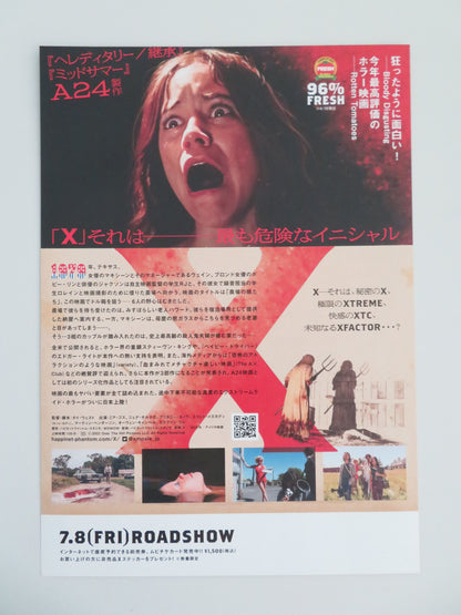 X - B Japanese Chirashi (B5) Poster Mia Goth Jenna Ortega 2022