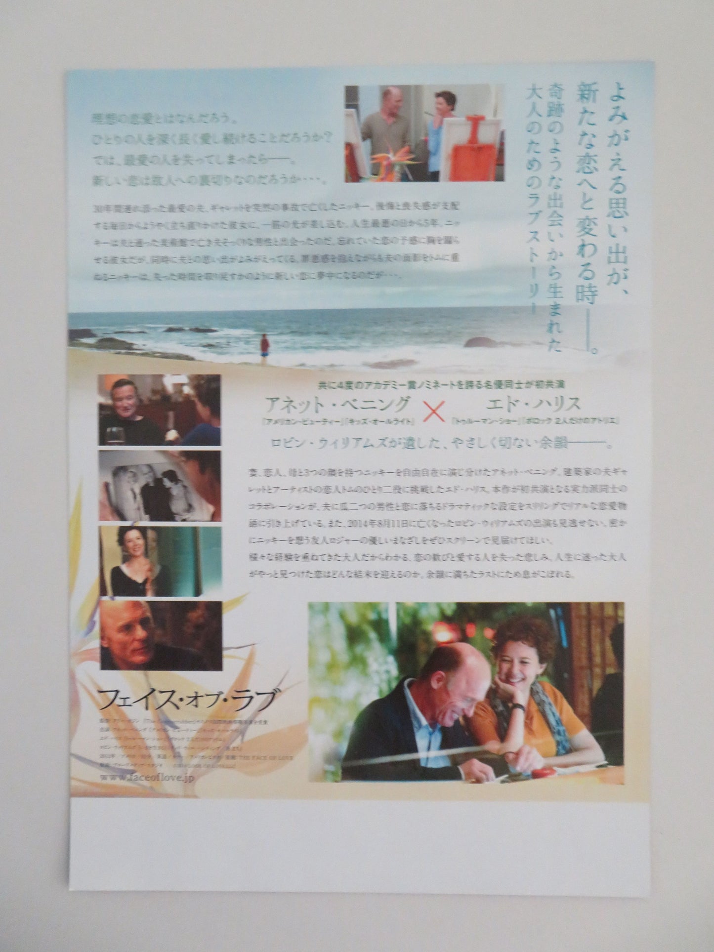 The Face of Love Japanese Chirashi (B5) Poster Annette Bening Williams 2013