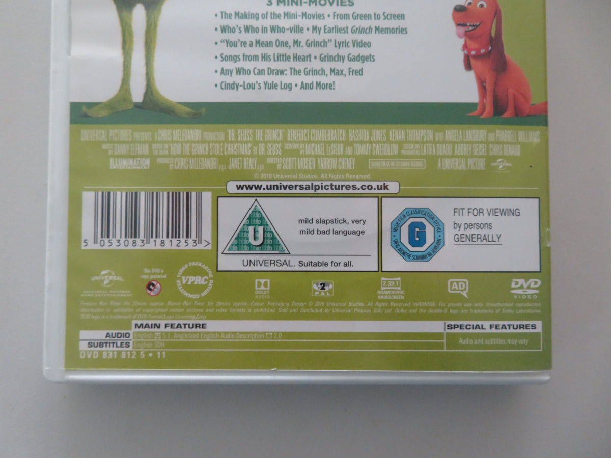 The Grinch - C (DVD) Benedict Cumberbatch Cameron Seely 2018 Region 2