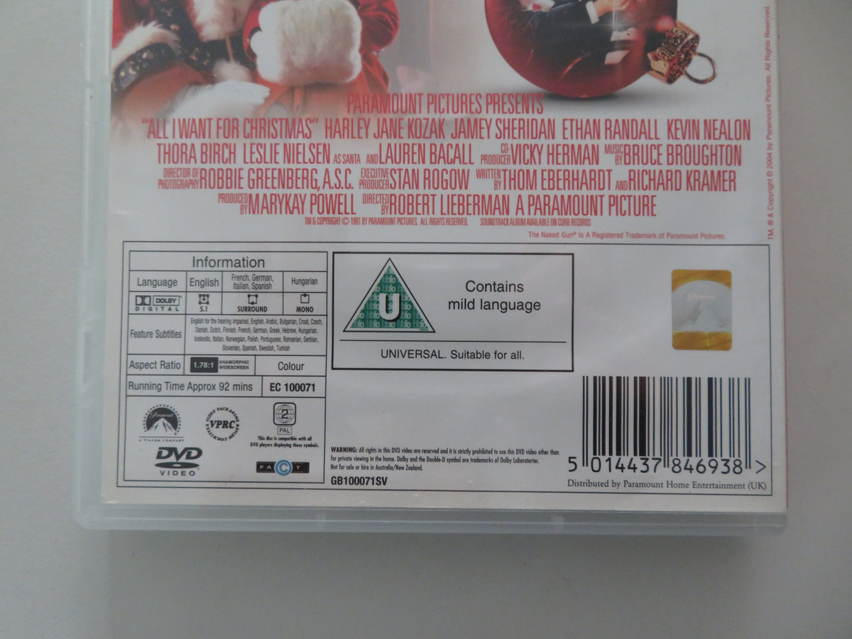 All I Want for Christmas (DVD) Thora Birch Harley Jane Kozak 1991 Region 2