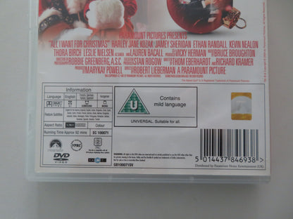 All I Want for Christmas (DVD) Thora Birch Harley Jane Kozak 1991 Region 2