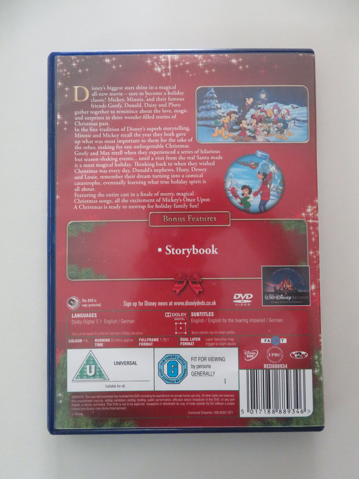 Mickey's Once Upon a Christmas - B (DVD) Disney Kelsey Grammer 1999 Region 2