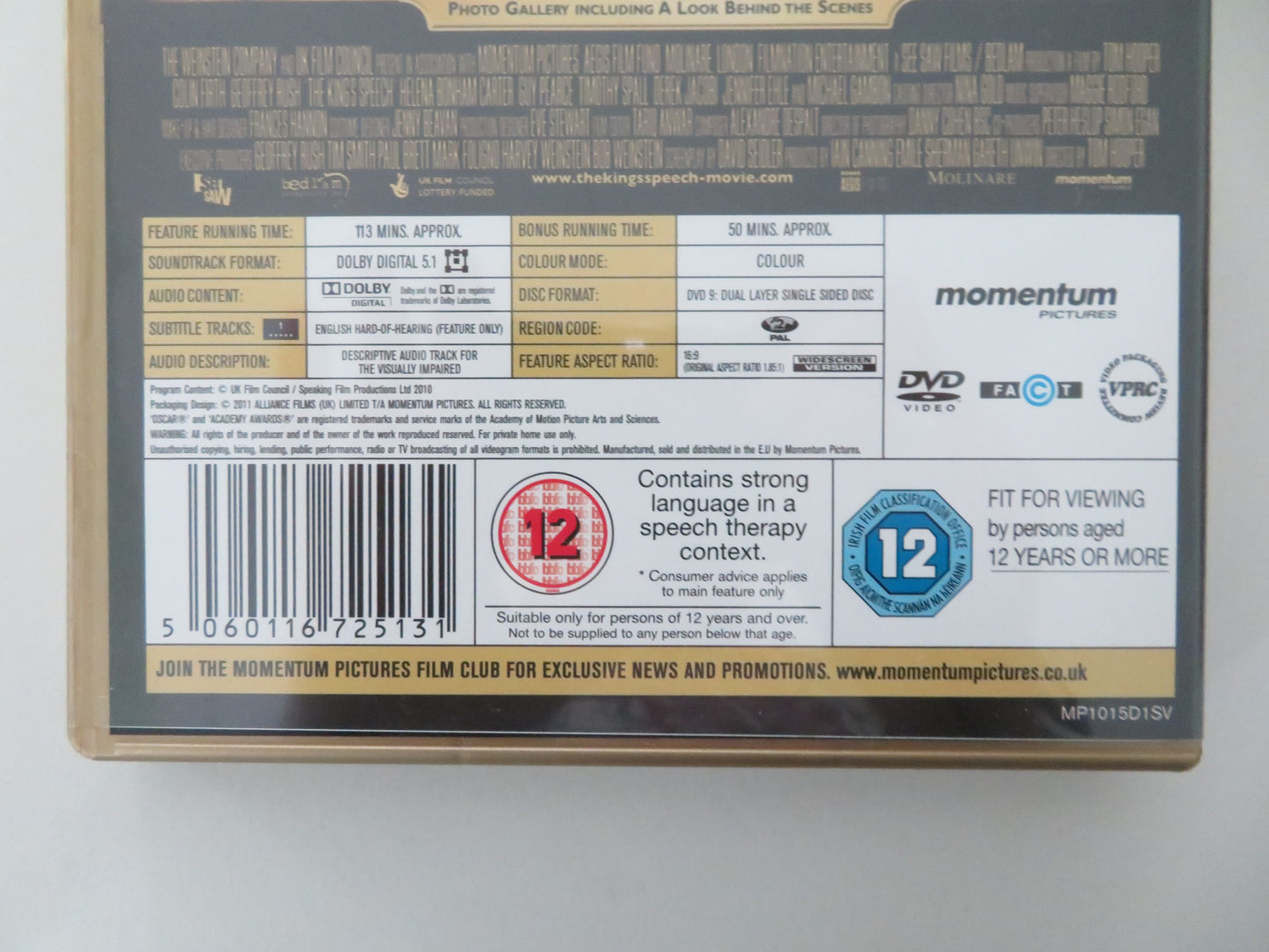 The King's Speech - B (DVD) Colin Firth Geoffrey Rush 2010 Region 2