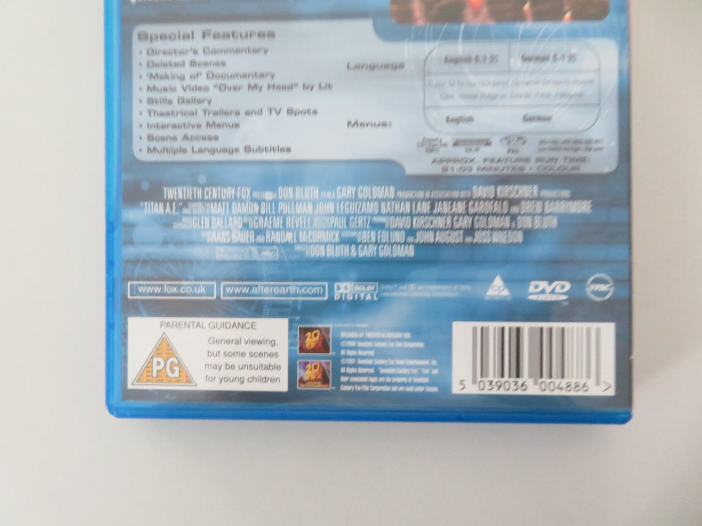 Titan A.E. (DVD) Matt Damon Drew Barrymore Bill Pullman 2000 Region 2