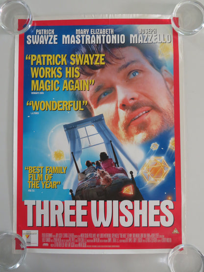 Three Wishes VHS Video Poster Rolled Patrick Swayze Mastrantonio 1995