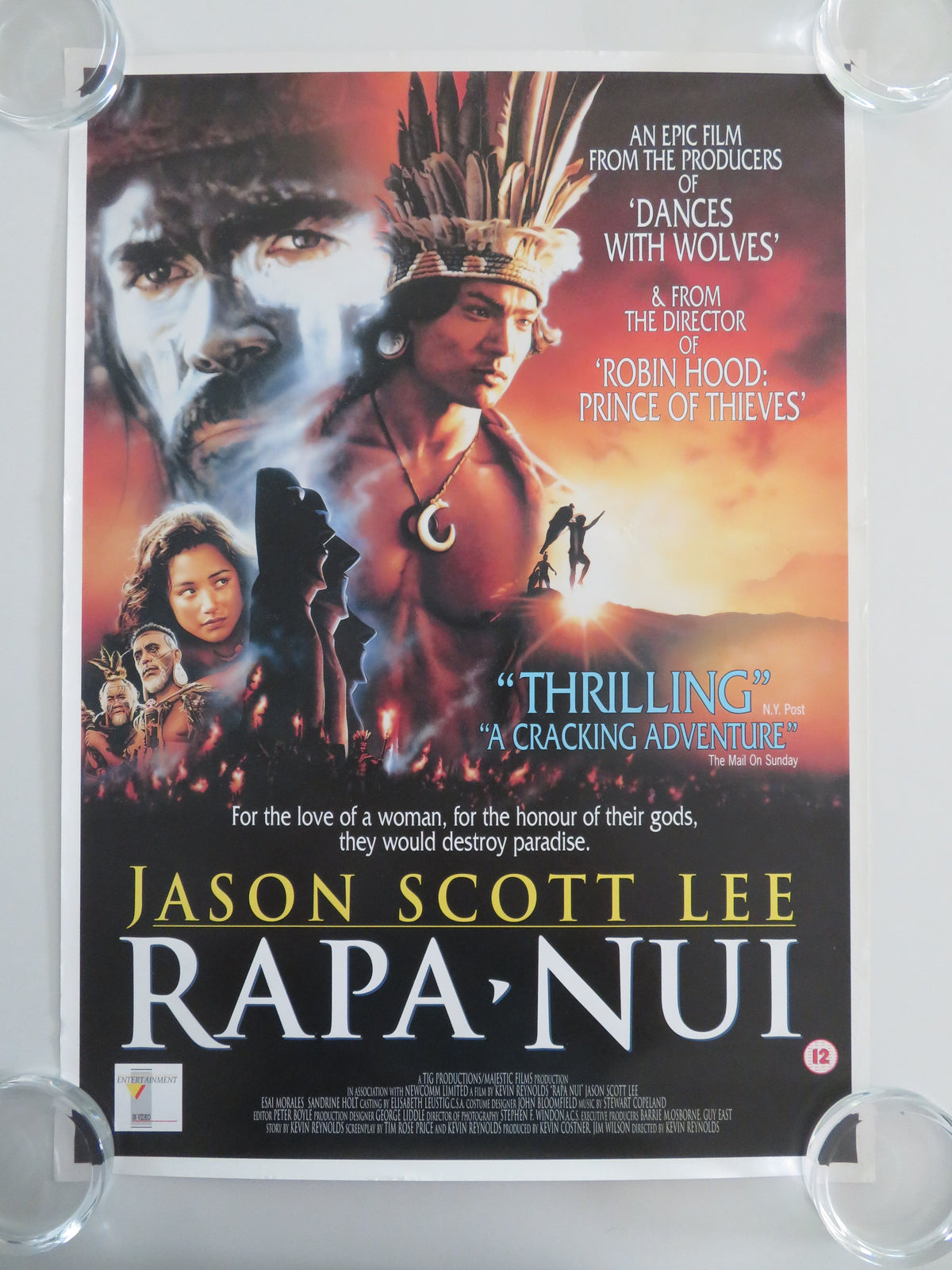 Rapa Nui VHS Video Poster Rolled Jason Scott Lee Esai Morales 1994