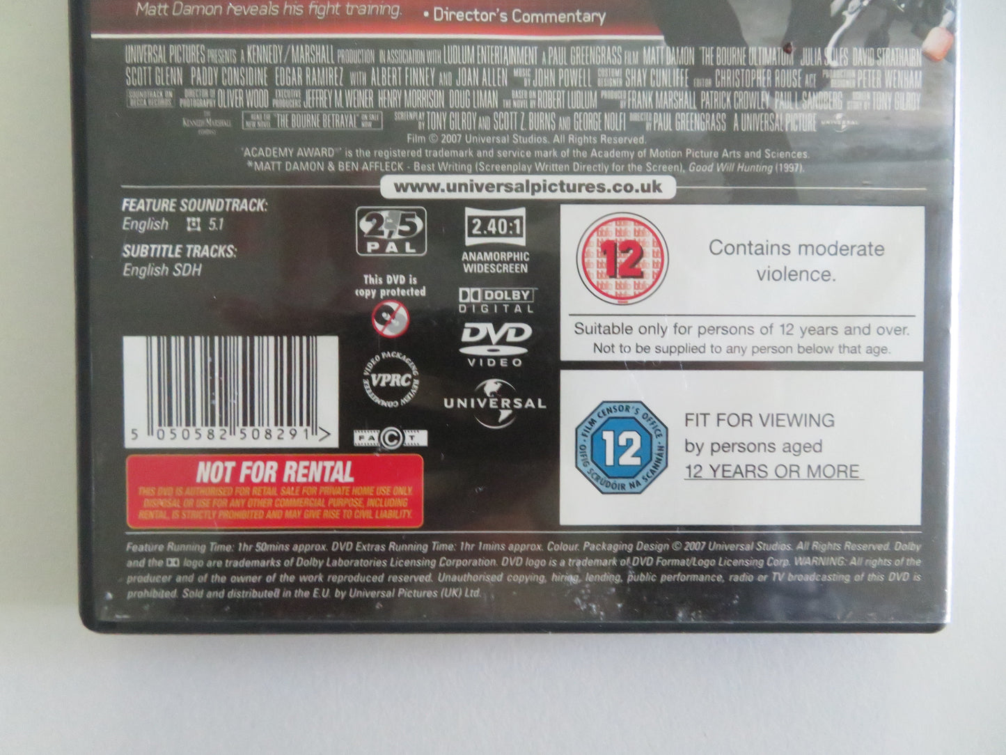 The Bourne Ultimatum (DVD) Matt Damon Julia Stiles 2007 Region 2, 5