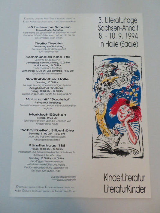 3 LITERATURTAGE SACHSEN - ANHALT GERMAN POSTER ROLLED EVENT POSTER 1994 Movie posters