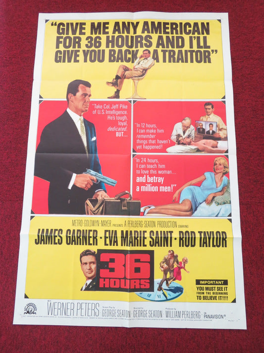 36 HOURS FOLDED US ONE SHEET POSTER JAMES GARNER GEORGES RIVIERE 1964 Movie posters