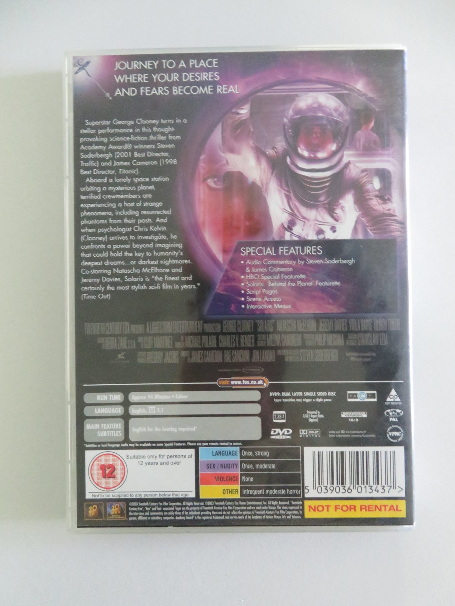 Solaris (DVD) George Clooney Natascha McElhone 2002 Region 2