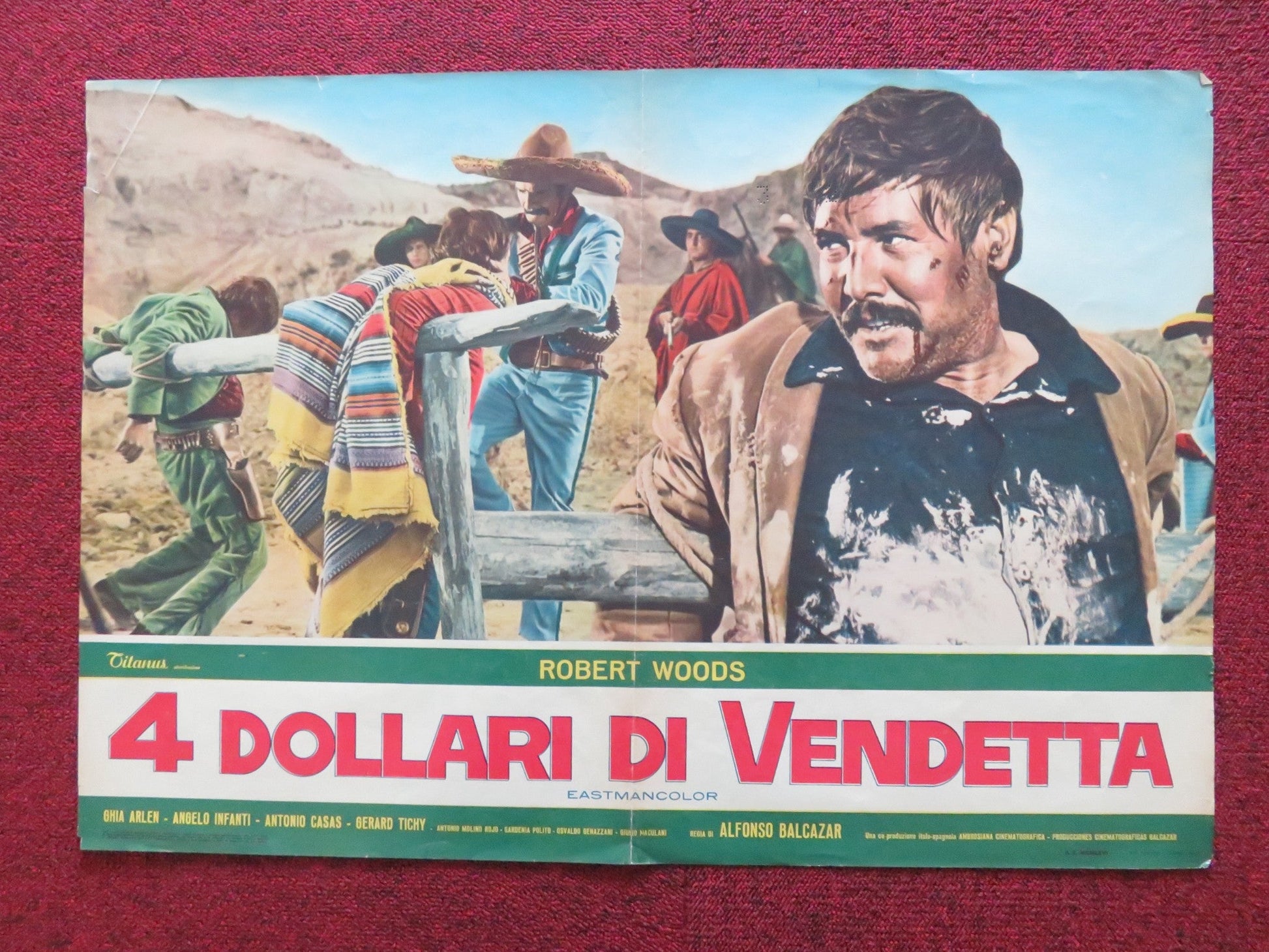 4 DOLLARS OF REVENGE - A ITALIAN FOTOBUSTA POSTER ROBERT WOODS DANA GHIA 1966 Rendezvous Cinema Movie posters
