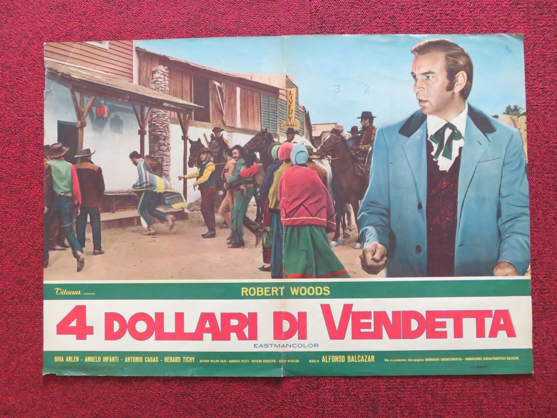 4 DOLLARS OF REVENGE - B ITALIAN FOTOBUSTA POSTER ROBERT WOODS DANA GHIA 1966 Rendezvous Cinema Movie posters