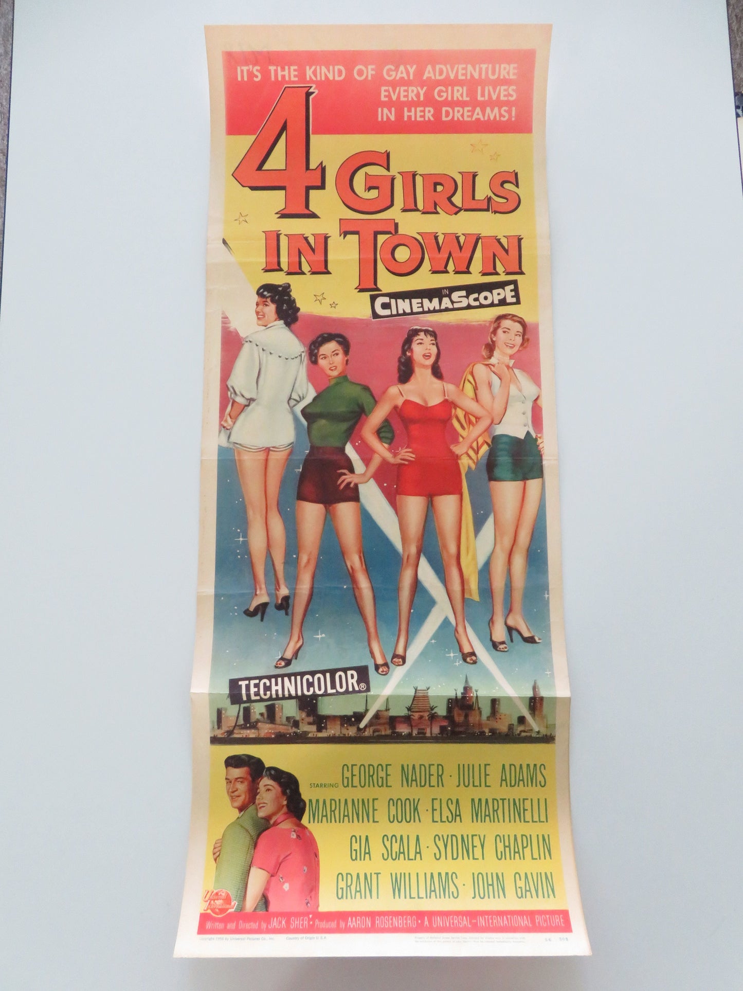 4 Girls in Town US Insert Poster George Nader Julie Adams 1956 Movie posters