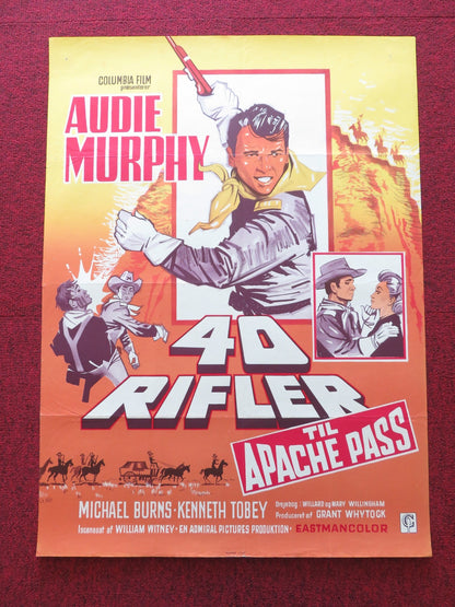 40 GUNS TO APACHE PASS DANISH POSTER ROLLED AUDIE MURPHY MICHAEL BURNS 1967 Rendezvous Cinema Movie posters