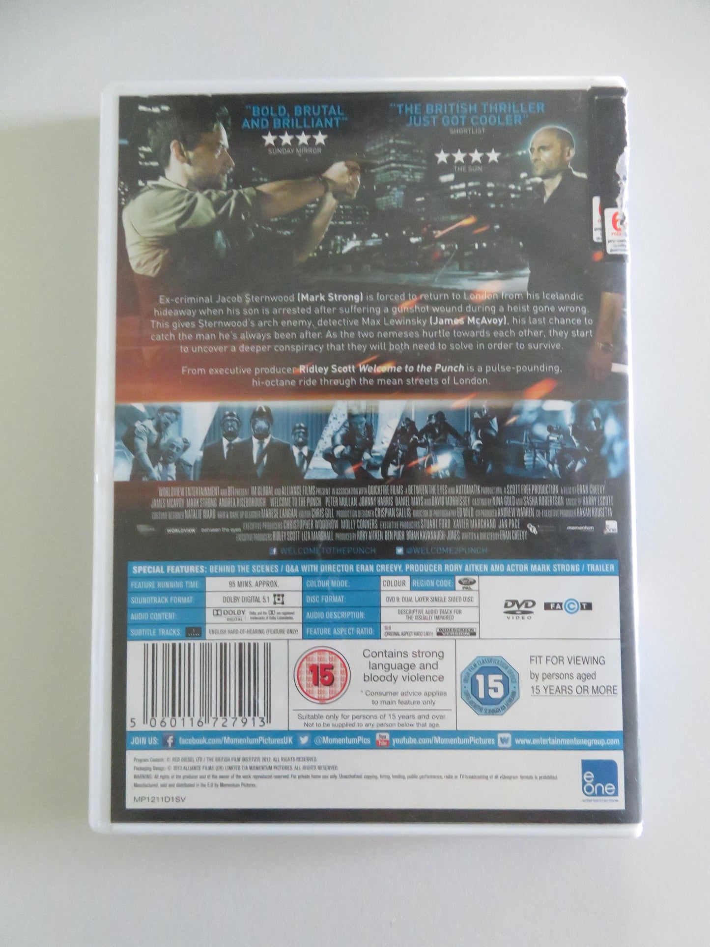 Welcome to the Punch (DVD) James McAvoy Mark Strong 2013 Region 2