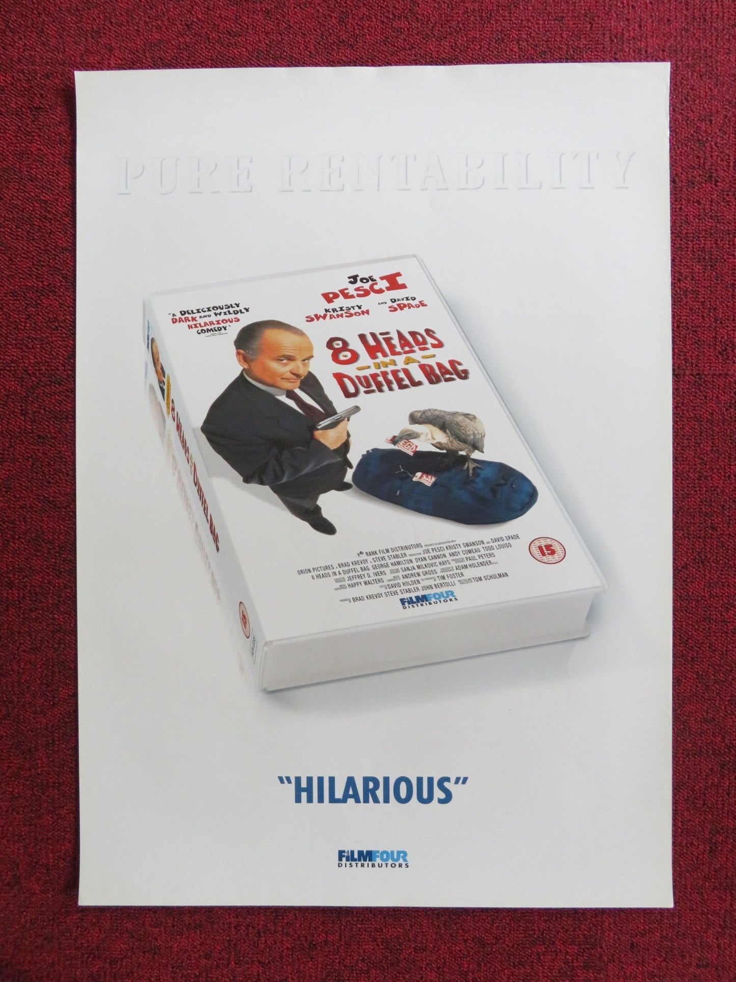 8 HEADS IN A DUFFEL BAG VHS VIDEO POSTER JOE PESCI KRISTY SWANSON 1997 Rendezvous Cinema Movie posters