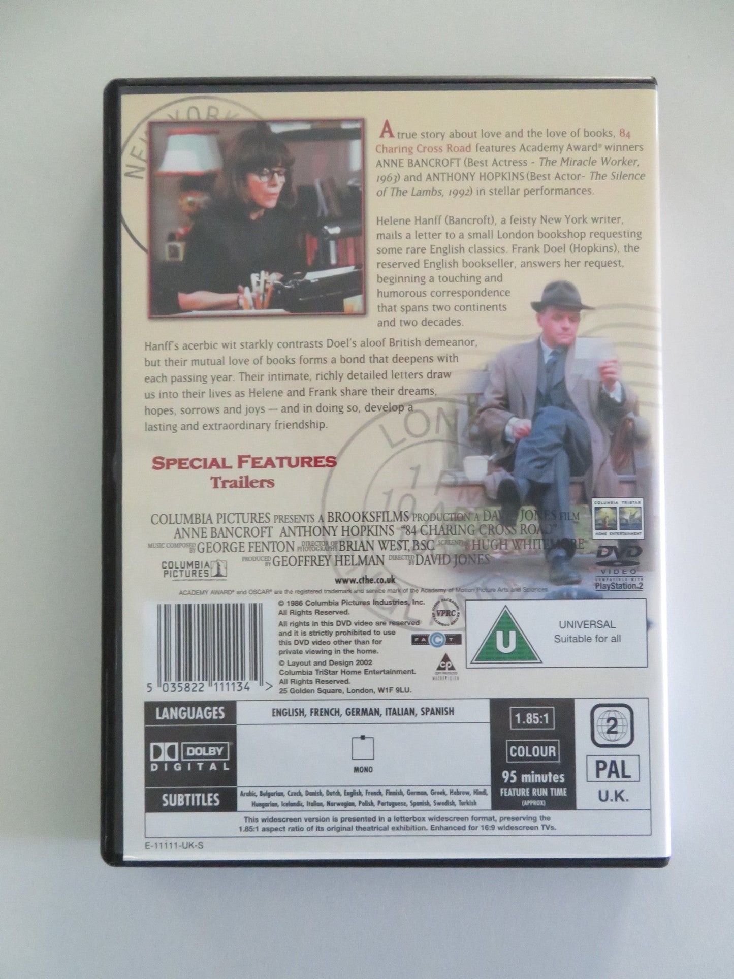 84 CHARING CROSS ROAD (DVD) ANNE BANCROFT ANTHONY HOPKINS 1987 REGION 2 Movie posters