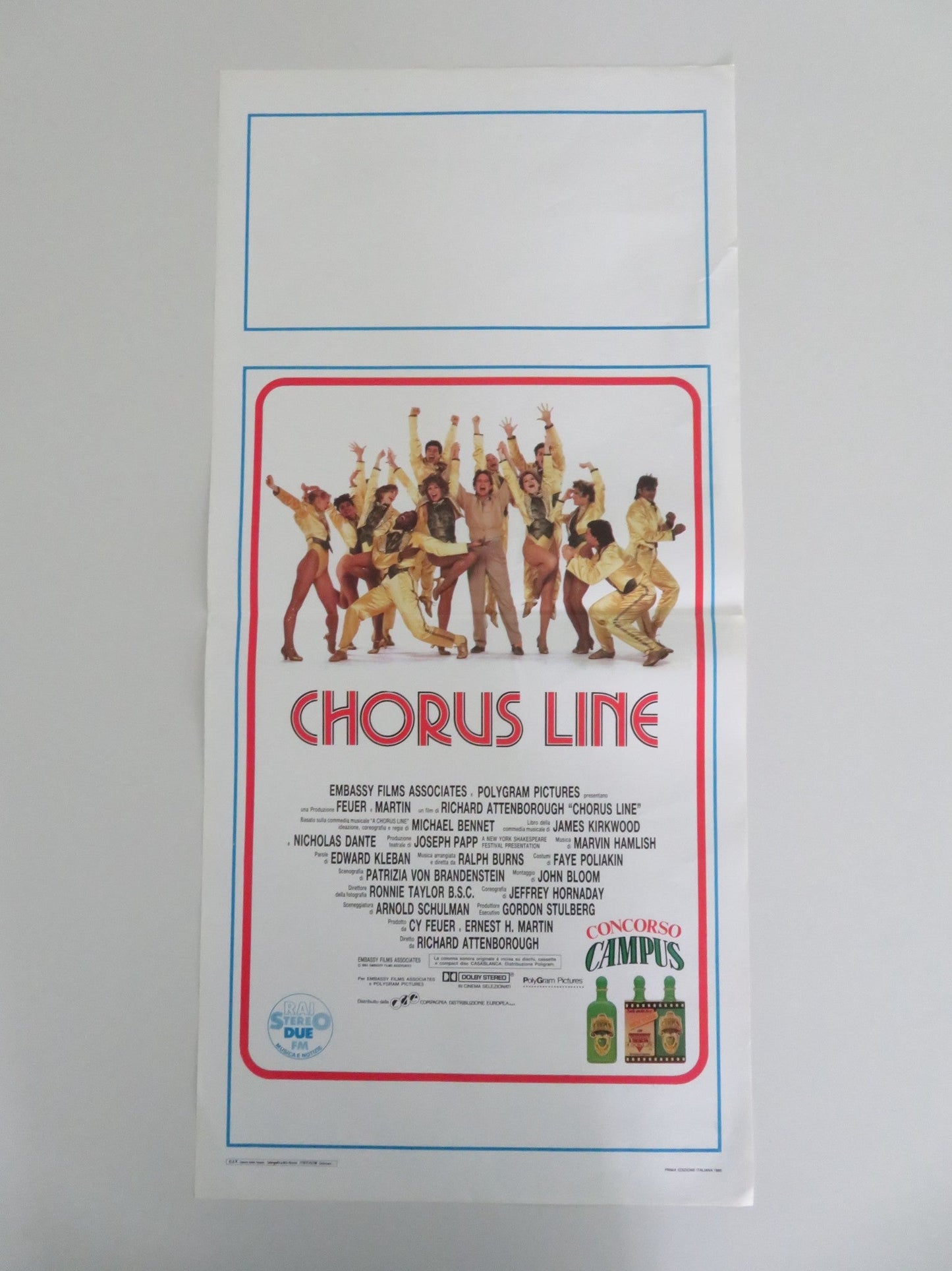 A CHORUS LINE ITALIAN LOCANDINA POSTER MICHAEL DOUGLAS YAMIL BORGES 1985 Movie posters