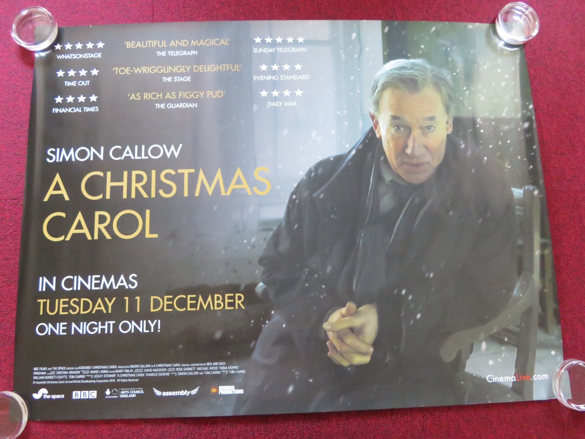 A CHRISTMAS CAROL UK QUAD ROLLED POSTER SIMON CALLOW CHARLES DICKENS 2 ...