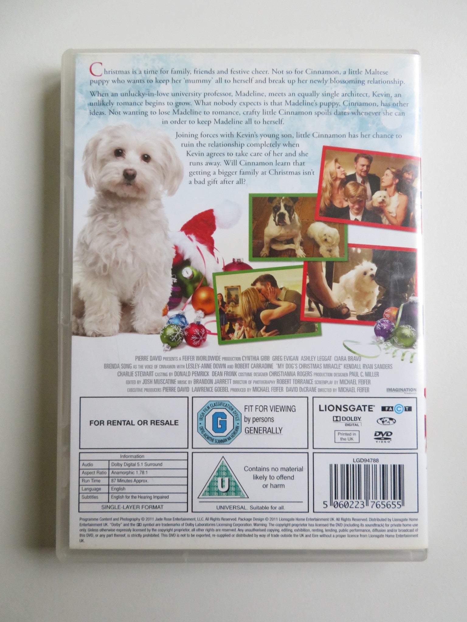 A DOG'S CHRISTMAS MIRACLE (DVD) CYNTHIA GIBB GREG EVIGAN 2011 REGION 2 - Rendezvous Cinema