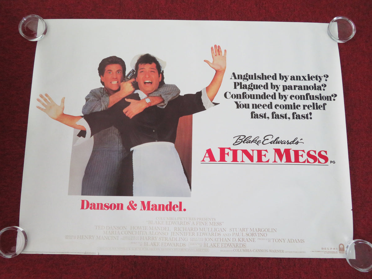 A Fine Mess UK Quad Rolled Poster Ted Danson Howie Mandel 1986 Movie posters