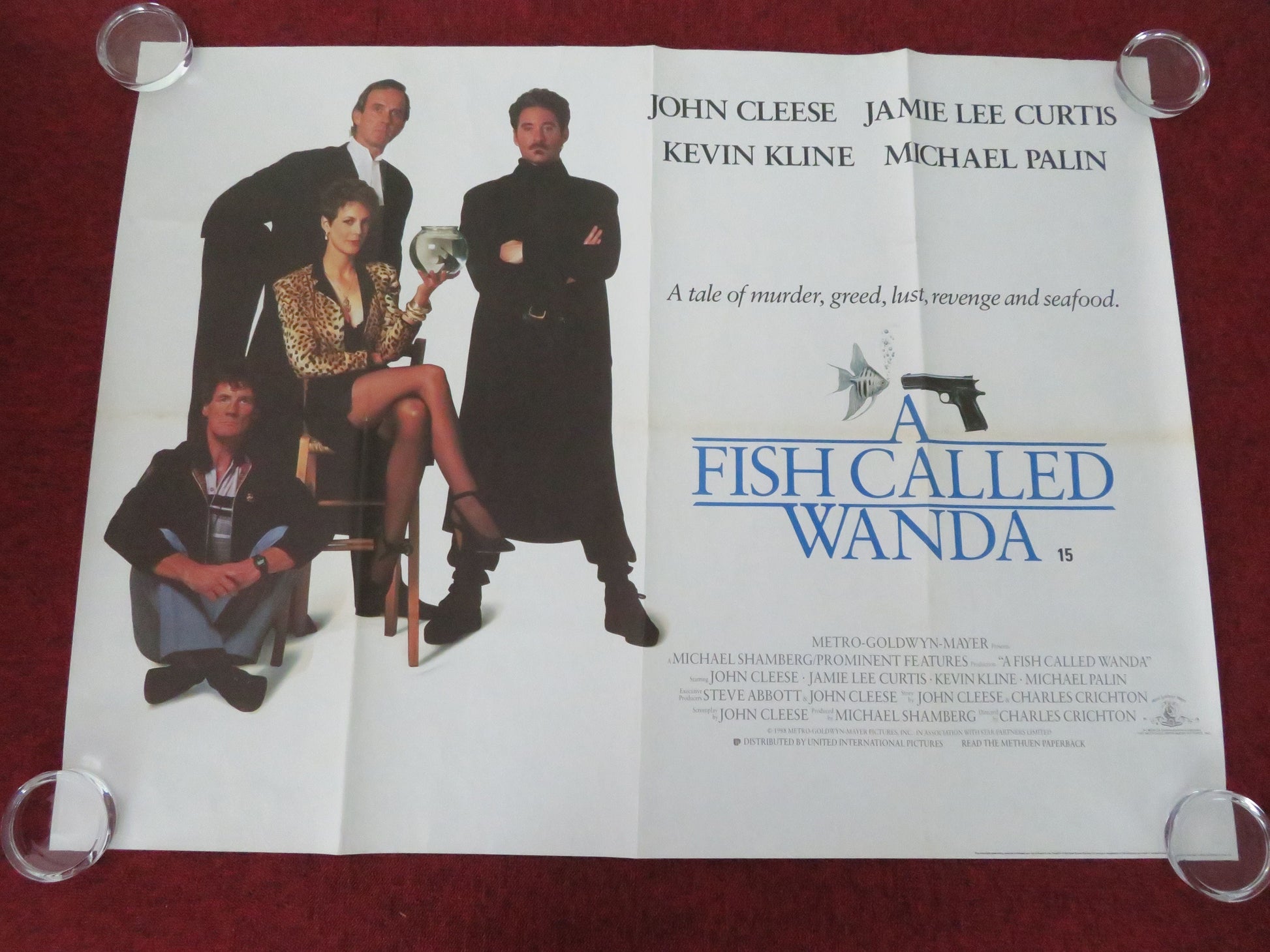 A Fish Called Wanda UK Quad Rolled Poster John Cleese Jamie Lee Curtis 1988 Movie posters