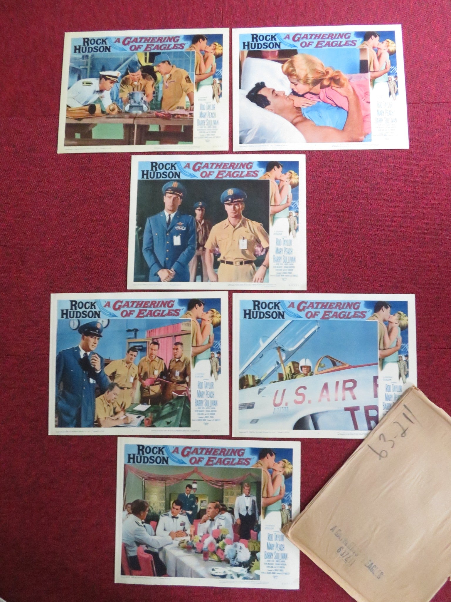 A GATHERING OF EAGLES US LOBBY CARD SET ROCK HUDSON ROD TAYLOR 1963 ...