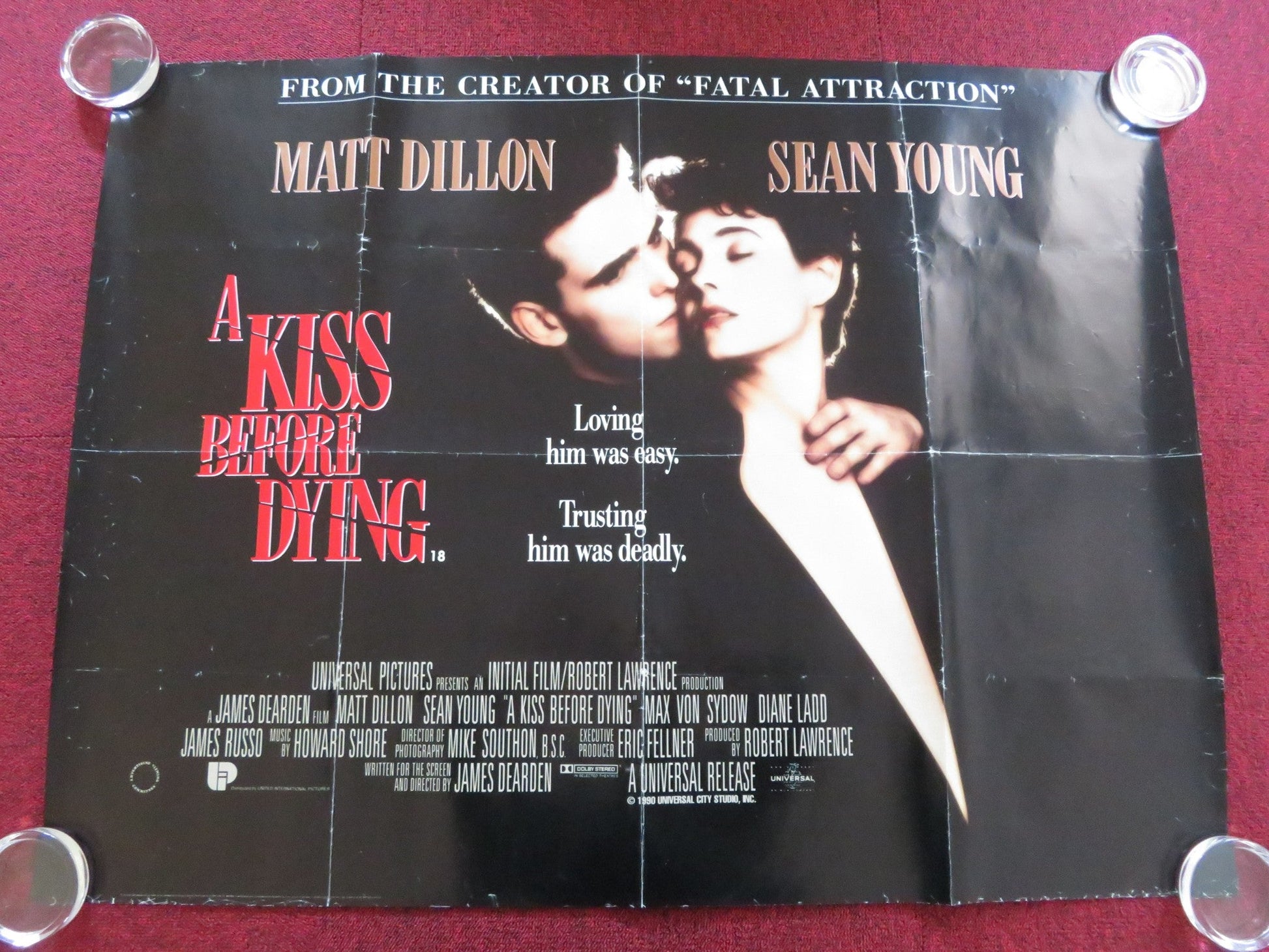 A KISS BEFORE DYING UK QUAD ROLLED POSTER MATT DILLON SEAN YOUNG 1991 Rendezvous Cinema Movie posters