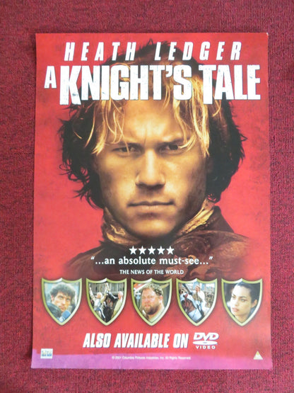 A KNIGHT'S TALE VHS VIDEO POSTER HEATH LEDGER RUFUS SEWELL 2001 Rendezvous Cinema Movie posters