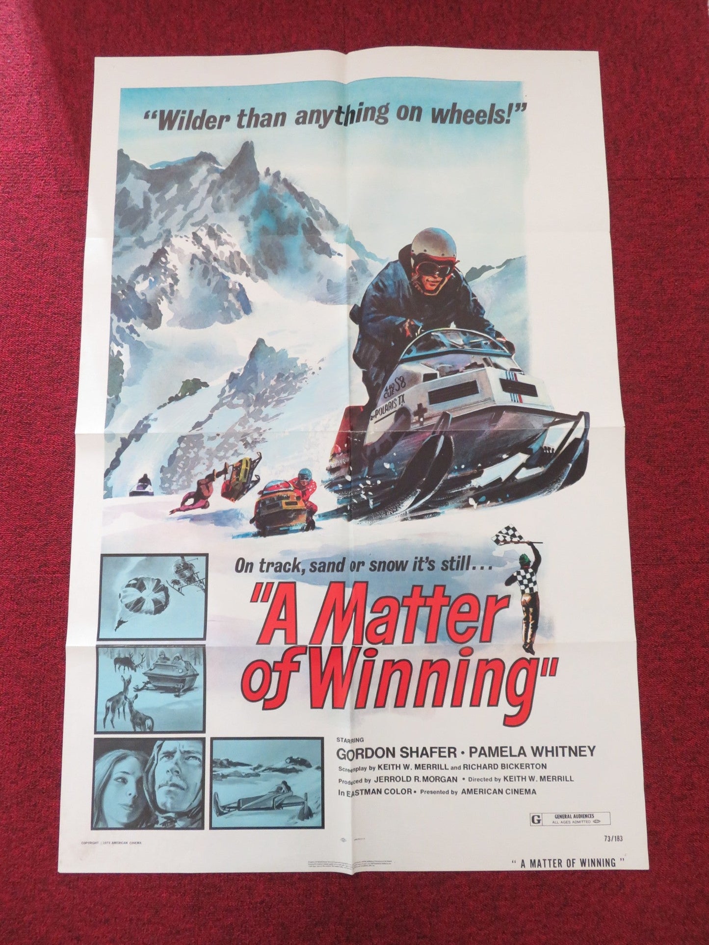 A MATTER OF WINNING FOLDED US ONE SHEET POSTER GORDON SHAFER PAMELA WHITNEY 1973 Movie posters