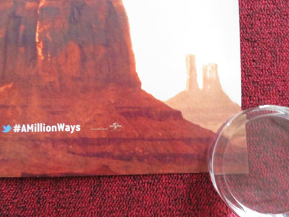 A MILLION WAYS TO DIE IN THE WEST TO UK QUAD ROLLED POSTER M. CHAMBERLAIN 2014 Rendezvous Cinema Movie posters