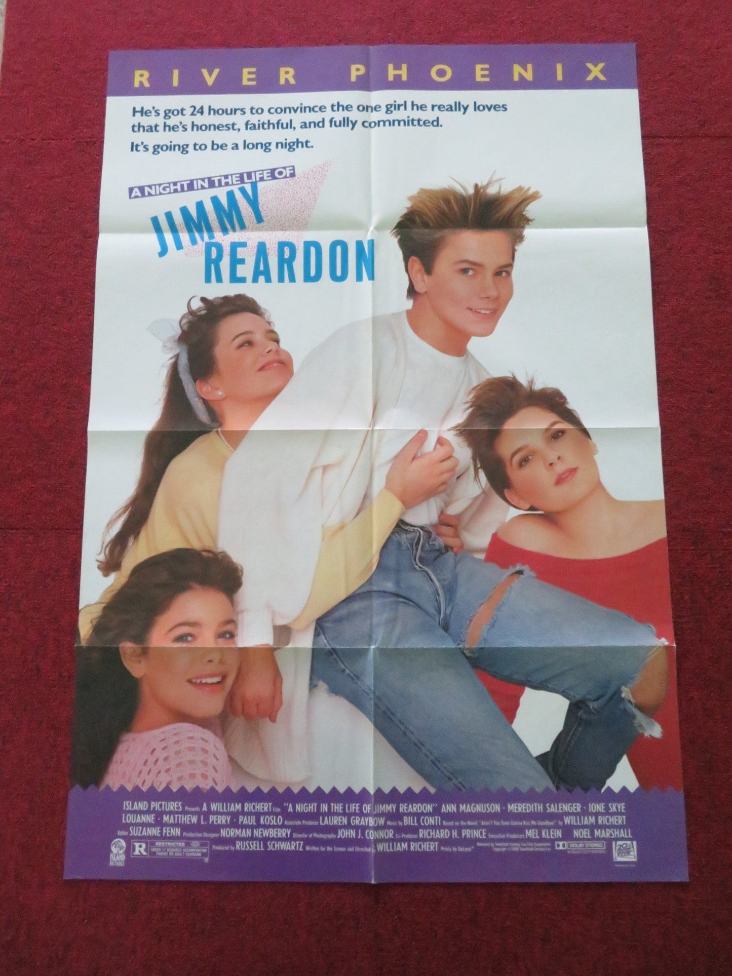 A NIGHT IN THE LIFE OF JIMMY REARDON FOLDED US ONE SHEET POSTER R. PHOENIX 1988 Movie posters