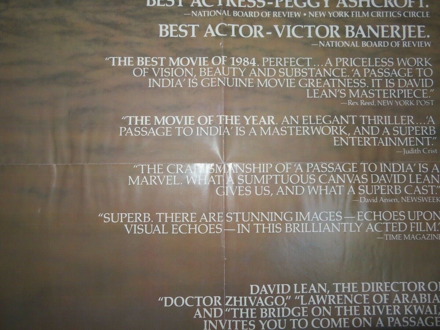 A PASSAGE TO INDIA US ONE SHEET POSTER PEGGY ASHCROFT DAVID LEAN 1984 - Rendezvous Cinema