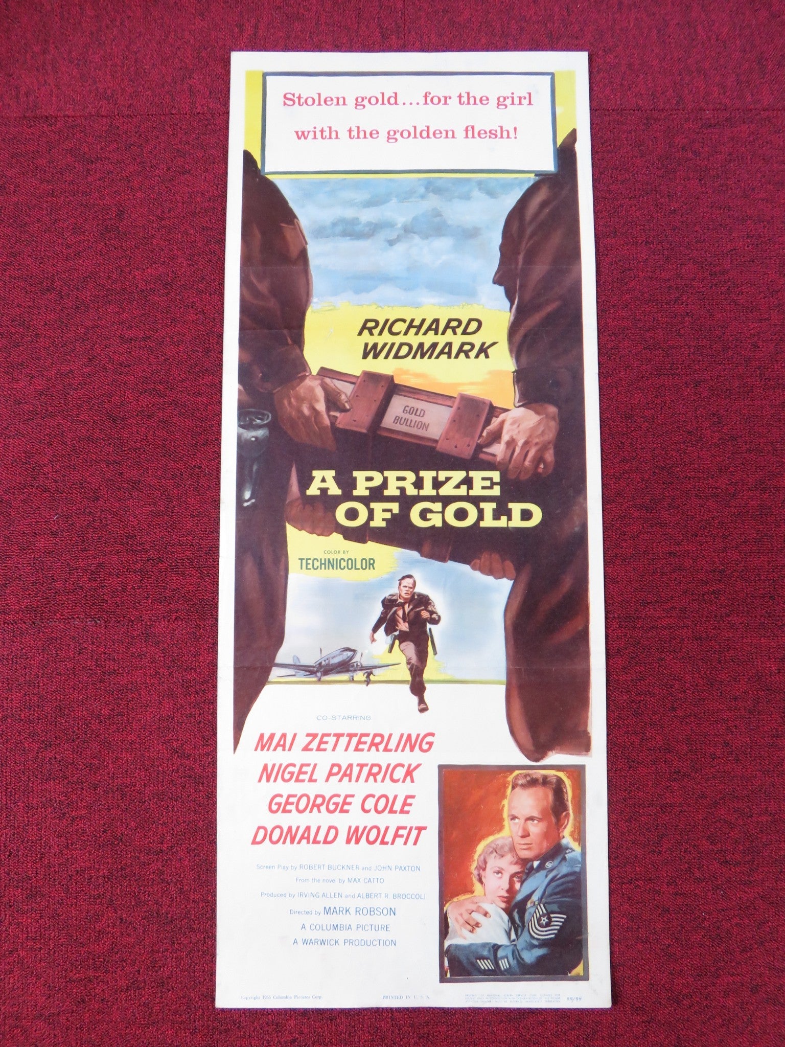 A PRIZE OF GOLD US INSERT POSTER RICHARD WIDMARK MAI ZETTERLING 1955 - Rendezvous Cinema