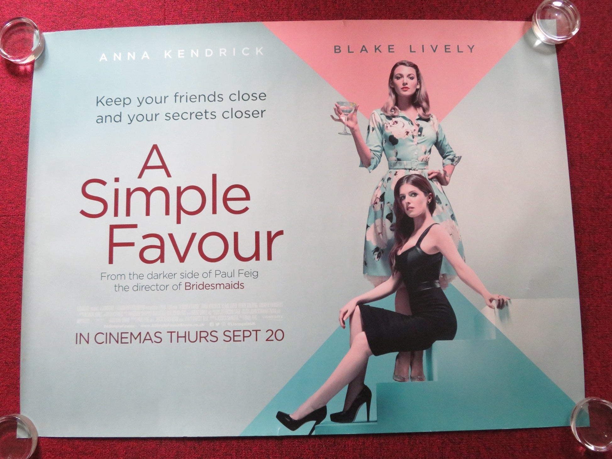 A SIMPLE FAVOUR UK QUAD ROLLED POSTER BLAKE LIVELY ANNA KENDRICK 2018 Rendezvous Cinema Movie posters