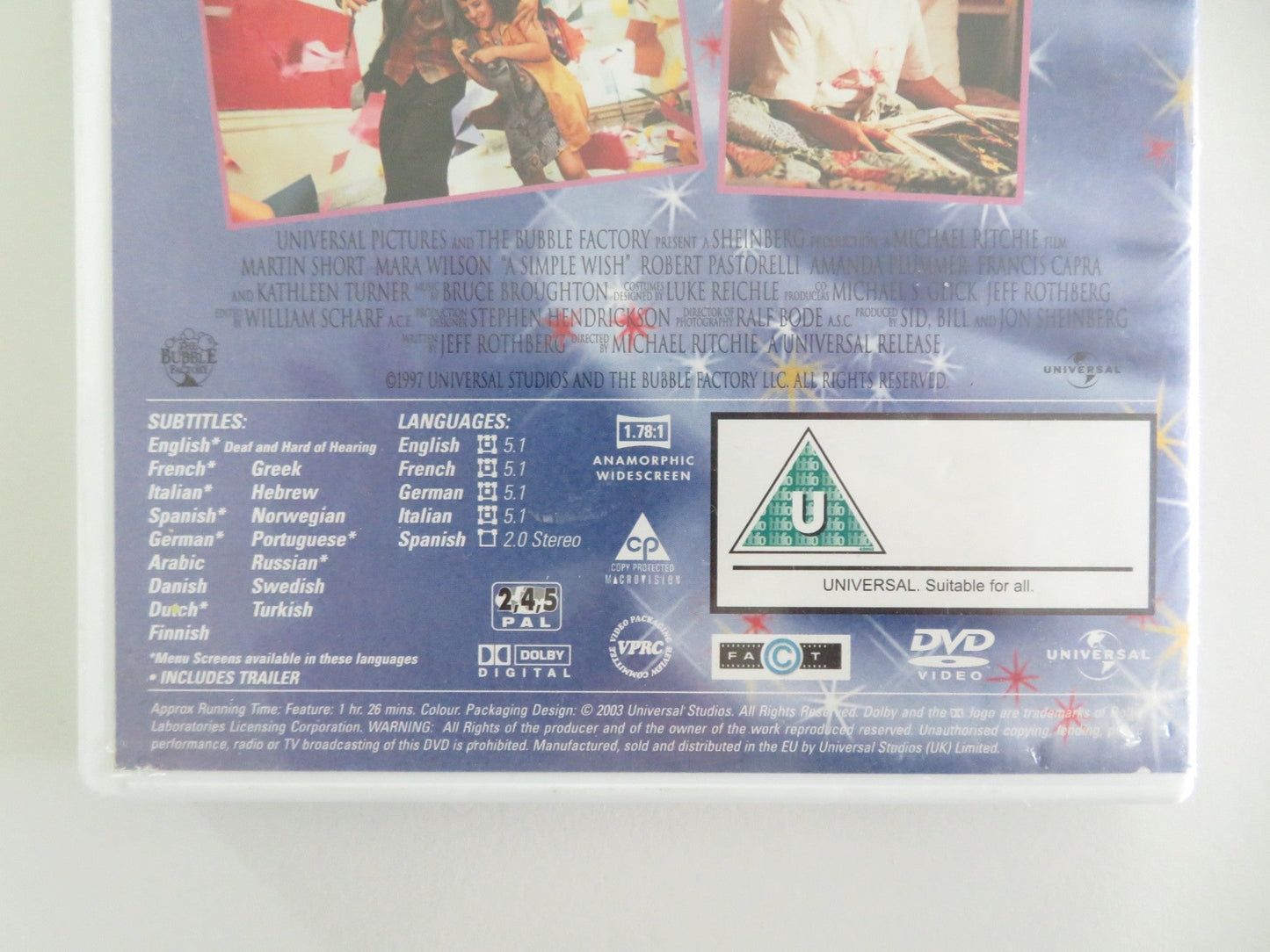 A Simple Wish (DVD) Mara Wilson Martin Short Kathleen Turner 1997 Region 2, 4, 5 Movie posters